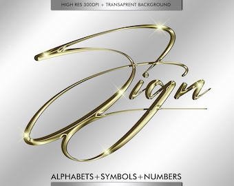 Modern Gold Shiny Script Alphabets Clipart, Transparent Gold Fonts Letters PNG, DIY Logo Branding, Chrome Alphabets, Digital Download #172
