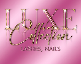 Pink Gold Luxury Logo Design, Beauty Logo, Glitter Logo, Makeup Logo, Hairs Logo, Nails Logo, Boutique Logo, Lashes Logo, Branding design,