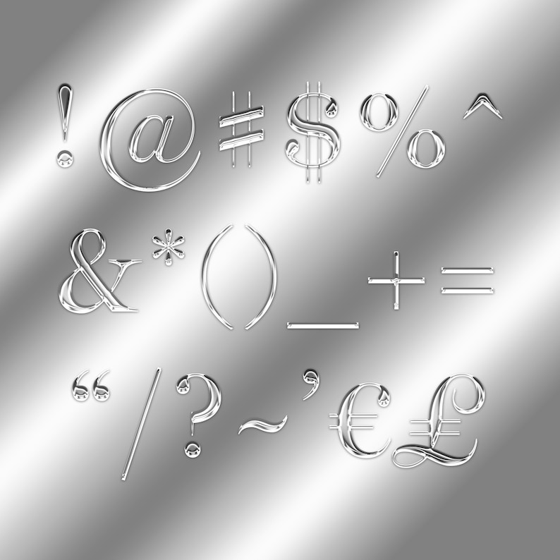 Luxury Silver Chrome Alphabets Clipart, Metallic Silver Letters PNG ...
