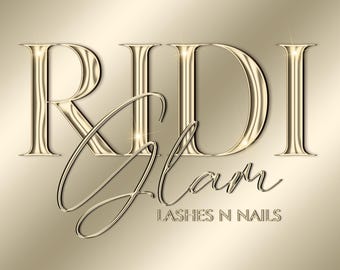Gold chrome logo, Beauty Logo, Glitter Logo, Sparkle Logo, Makeup Artist Logo, Hairs Logo, Luxury Logo, Nail Logo, Boutique Logo, Lash Logo,