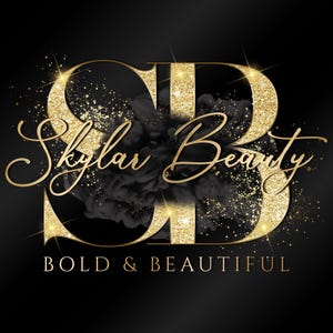 Luxury Black Smoke Gold Glitter Logo Design, Modern Beauty Makeup Lashes Nails Hairstylist Logo