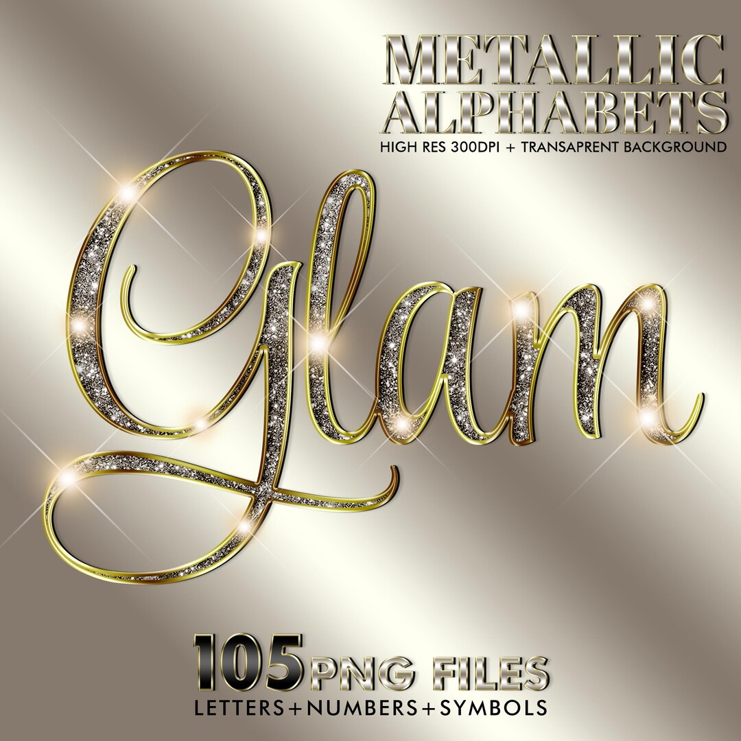 Silver Metallic Script Modern Gold Silver Transparent Fancy Alphabets PNG, Shiny Script ...