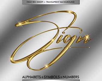 Modern Gold Shiny Script Alphabets Clipart, Transparent Gold Fonts Letters PNG, DIY Logo Branding, Chrome Alphabets, Digital Download #173