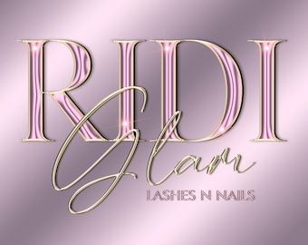 Pink Gold Chrome Logo, Beauty Logo, Modern Logo, Sparkle Logo, Makeup Logo, Hair Logo, Nails Logo, Boutique Logo, Lashes Logo, Logo Design,