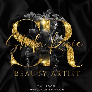 Gold Glitter Beauty Logo: Black Smoke Design
