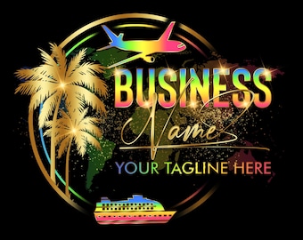 Palm Tree Travel Agency Logo Design: Premade Business Branding