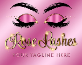 Modern Pink Gold Lashes Logo Design, Lash logo, Brow logo, salon logo, lash tech logo, beauty logo, Salon logo, Cosmetics logo, Beauty logo,