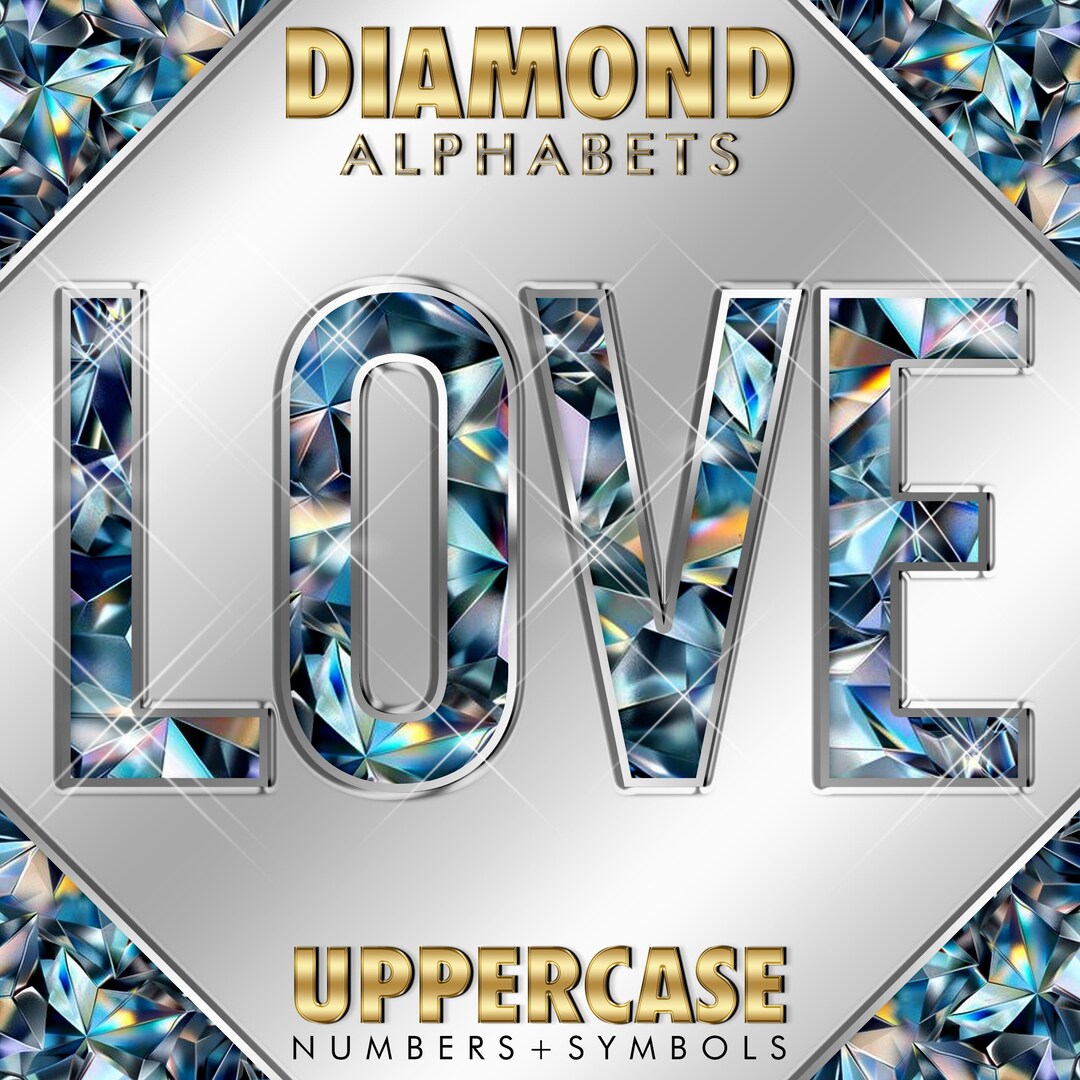 Digital Diamond Alphabets Clipart, Silver Diamond Fonts Letters PNG ...