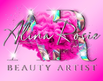 Modern Digital Holographic Pink Logo Design, Beauty Logo, Salon Logo, Lashes Logo, Boutique logo, Makeup logo, Aesthetics logo, Salon logo,