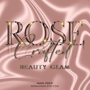 Rose Gold Glitter Logo: Beauty, Makeup, Lashes (PNG, JPG, PDF)