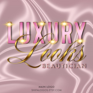 Luxury Pink Gold Logo Design, Modern Beauty Makeup Lashes Nails Brows Hairstylist logo Branding