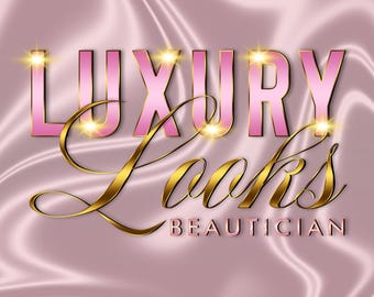 Diseño de logotipo de lujo en oro rosa, marca de maquillaje, pestañas, uñas y cejas de belleza moderna.