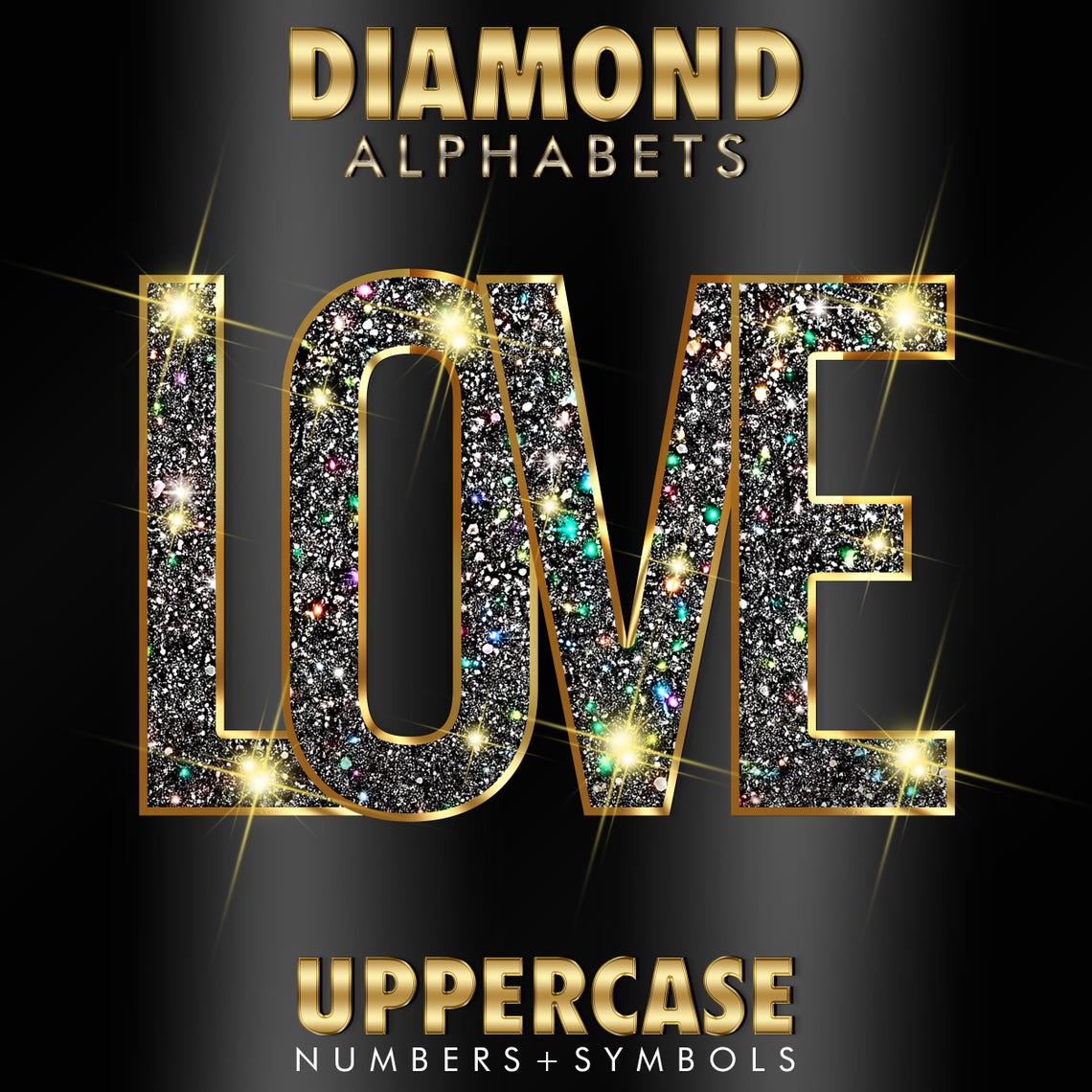 Glittery Diamond Sparkles Alphabets PNG, Gold Transparent Fonts Letters ...