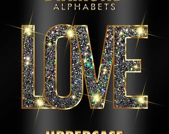 Glittery Diamond Sparkles Alphabets PNG, Gold Transparent Fonts Letters Clipart, DIY Flyer Branding, Diamond Letters, Digital Download #153