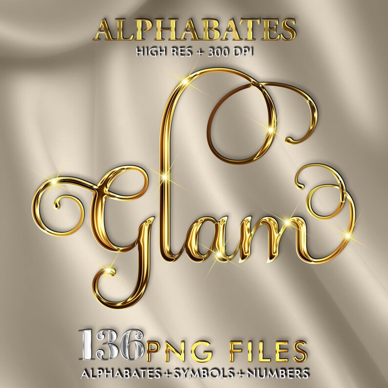 Digital Gold Luxury Cursive Alphabets PNG, Shiny Script Metallic ...