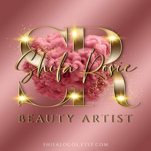 Rose Gold Pink Watercolor Logo, Beauty Logo, Smoke Logo, Glitter Logo, Makeup Logo, Boutique Logo, Hair salon Logo, Lashes Logo, Nail Logo,