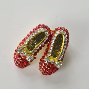 Vintage Style Wizard of Oz Crystal Red Shoes Brooch Pin