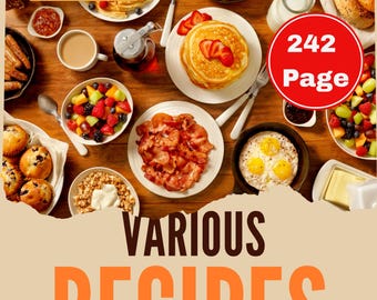 Kookboek pdf – 64 eenvoudige recepten, printbaar receptenboek, gezonde en comfortabele maaltijden, digitaal download kookboek