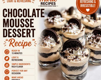 Ricetta delle coppette di mousse Oreo Cookies and Cream – Dessert facile senza cottura (PDF digitale)
