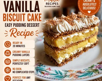 Mille Feuille Recipe PDF: Traditional French Pastry, Easy Napoleon Dessert (Digital Download)