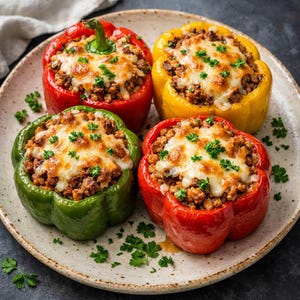 Beef and Rice Stuffed Peppers Recipe – Easy Baked Comfort Food (Digital PDF)