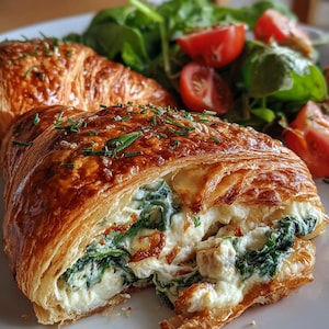 Healthy Spinach and Feta Croissant Recipe– Flaky, Savory & Wholesome – Instant Digital PDF Download