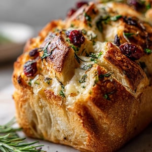 Best Recipe for Garlic Herb Sourdough Bread Stuffed with Brie & Cranberry, Instant PDF Download