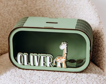 Personalized Wooden Piggy Bank: Nursery Decor Baby Gift