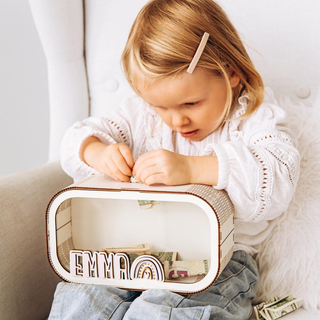 Personalized Kids Money Box Gift Wooden Coin Bank Custom Savings — free download