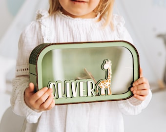 Personalized Wooden Piggy Bank: Montessori Toy, Custom Name