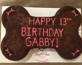 Personalized Carob Dog Birthday Bone Cake with Banana and Honey