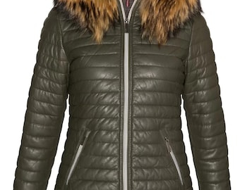 Ladies Happy Leather Jacket - Khaiki