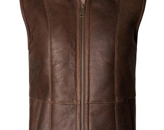 Ladies Sheepskin Leather Gilly Gilet - Chocolate Forest
