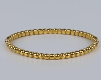 Delicato anello con perline dorate: anello minimalista impilabile, fede nuziale con perline, anello dell'eternità con perline