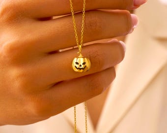 Massief gouden pompoenketting: Halloween-bedelhanger