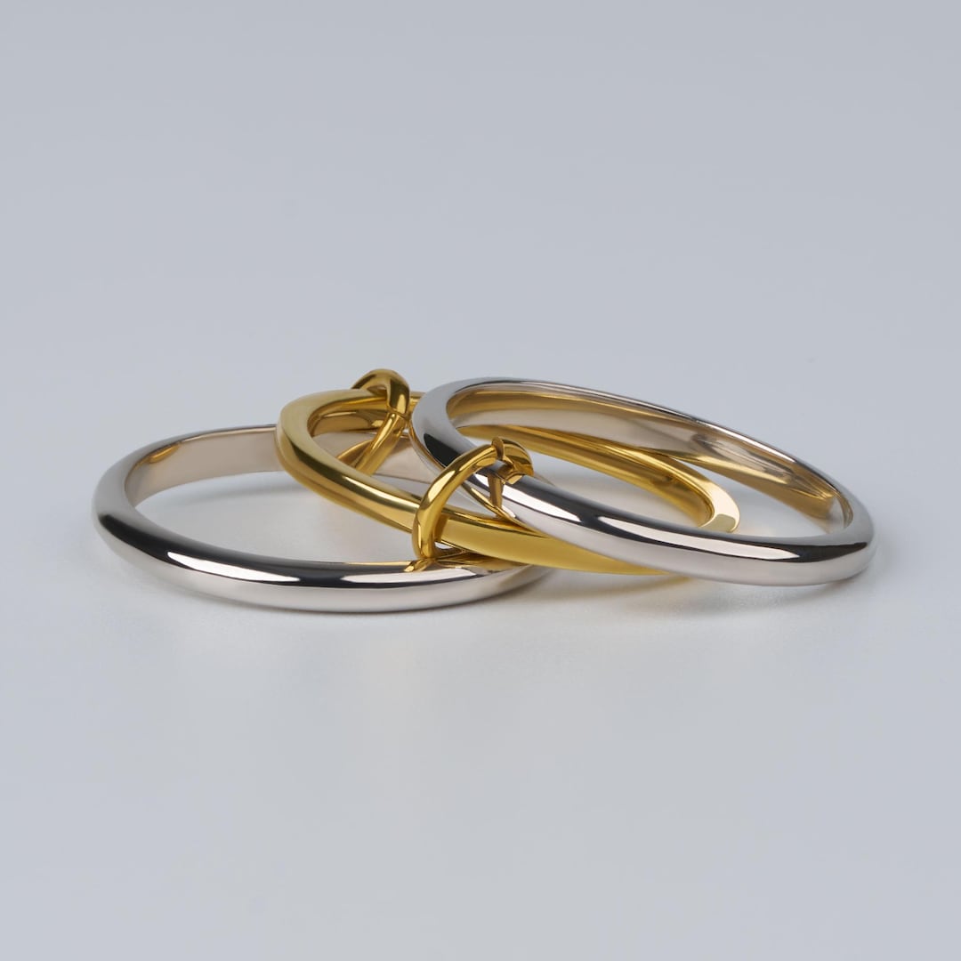 Two Tone Bangle Bracelet, Gold and Silver Interlocking Bangle ...
