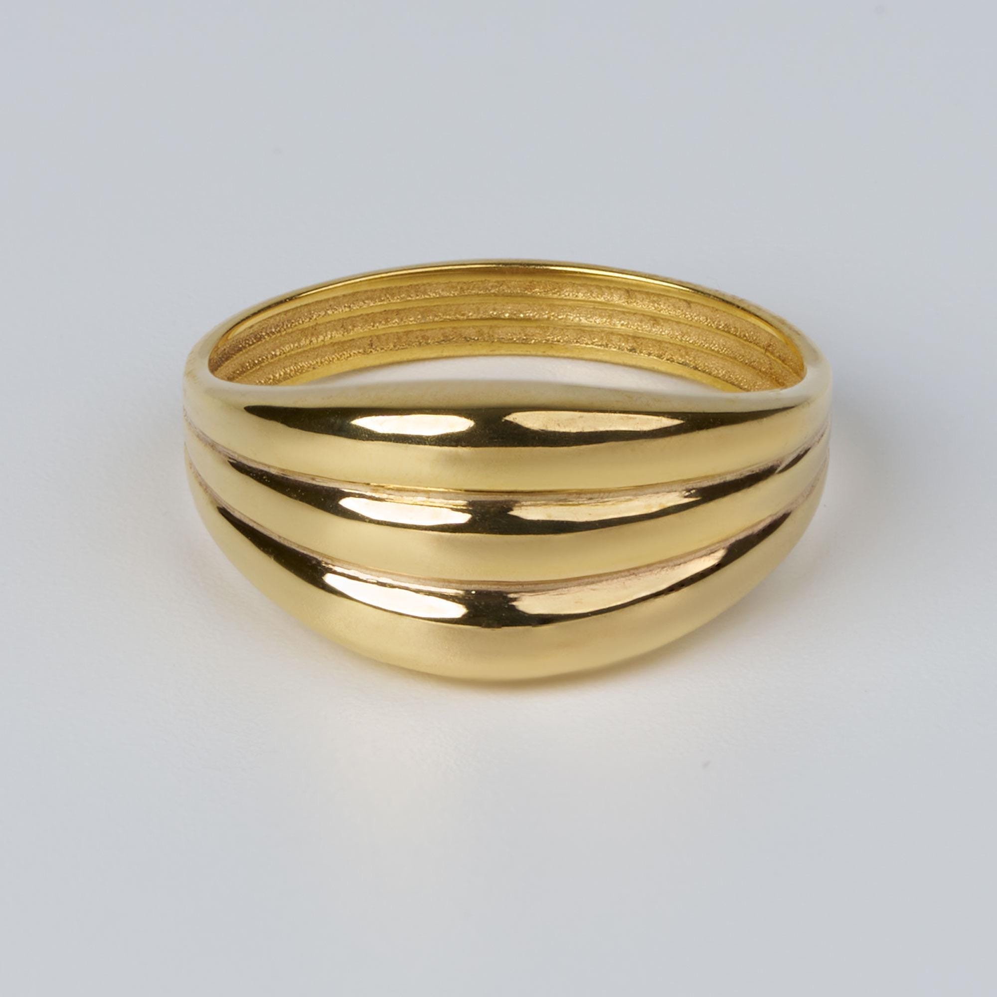 Gold Dome Ring for Women: Chunky Retro Dome Ring, Gold Cocktail 
