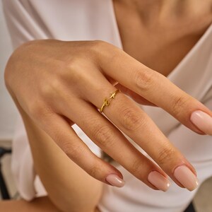 Custom Initial Ring - Personalized Gold Letter - Dainty Stacking Ring - Bridesmaid Mothers Day image 7