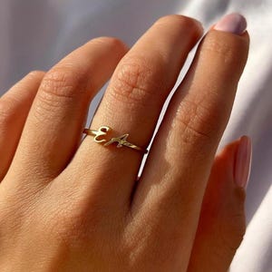 Custom Initial Ring - Personalized Gold Letter - Dainty Stacking Ring - Bridesmaid Mothers Day image 4
