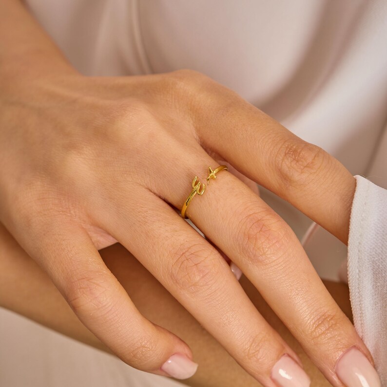 Custom Initial Ring - Personalized Gold Letter - Dainty Stacking Ring - Bridesmaid Mothers Day image 8