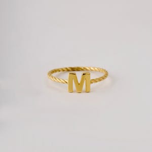 Solid Gold Initial Ring – Dainty Personalized Letter Monogram Band image 2