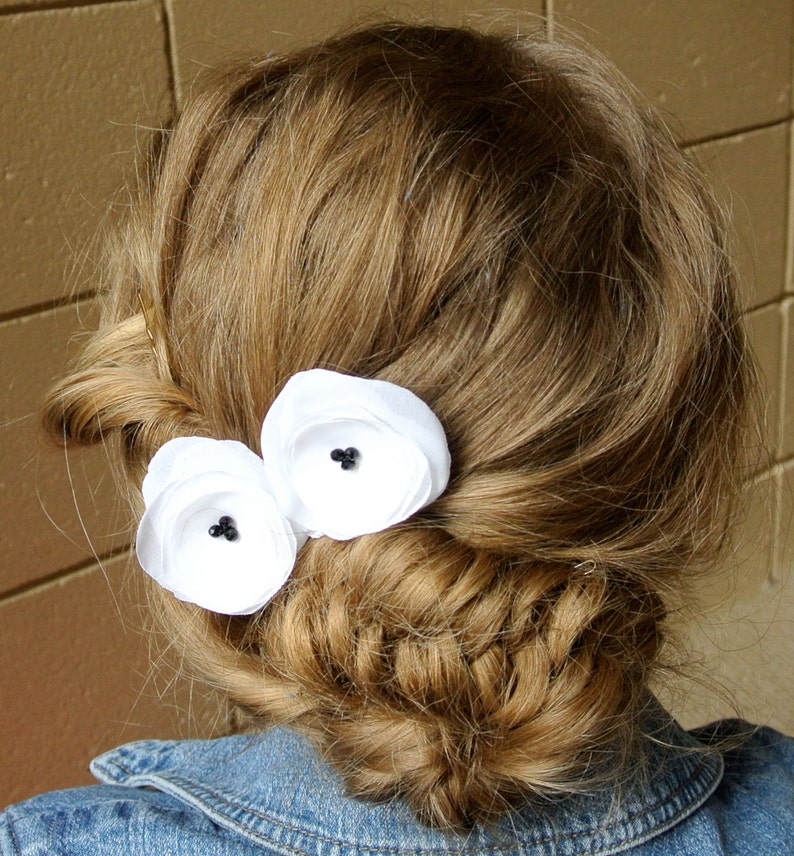 Black and White Posey Flower Bobbies Bobby Pins image 5