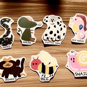 Cute Animal Stickers Set| Vinyl Art Stickers | Painting Stickers | Scrapbooking Stickers | Journaling Stickers | Vintage Stickers