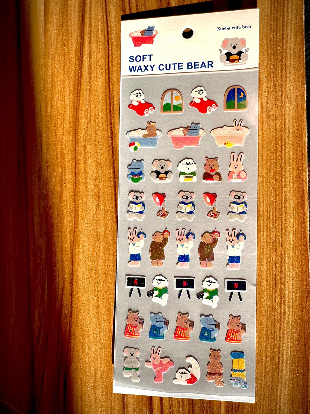 Oruola Holographic Cute Bear Deco Sticker Sheet | Kpop Deco Stickers ...