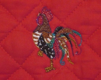 Striped Rooster Pot Holder