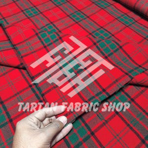 Scottish Rose Tartan Fabric - Homespun 100% Acrylic Tartan - Machine Washable - Running Yards - 54 Inches Width - Kilt Making Fabric