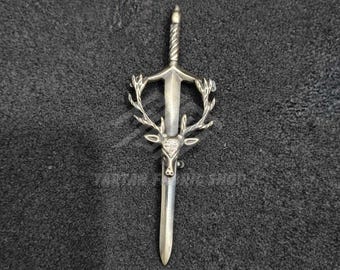 Scottish Handmade Kilt Pin – Stag Emblem kilt Pin – Antique Brass Size 4.5 Inches - Highland Kilt Pin for Men - Made To Order