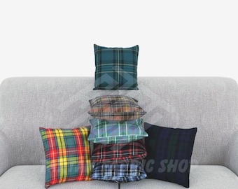 Scottish Tartan Cushion Covers -Handmade Pillow Covers -Tartan Pillow Cover for Home Decor-PillowCovers Custom Size 120 Tartan-Covers Only