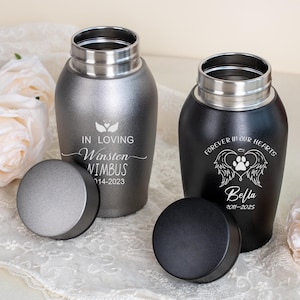 Custom Pet Cremation Urn: Modern Stainless Steel Memorial with Engraved Name & Date
