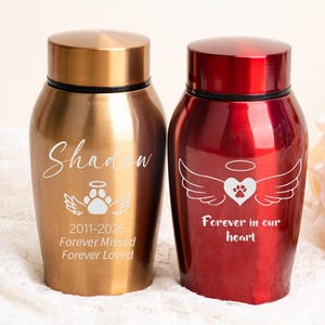 Personalized Pet Memorial Urn: Stainless Steel Keepsake, Engraved Heart Tag